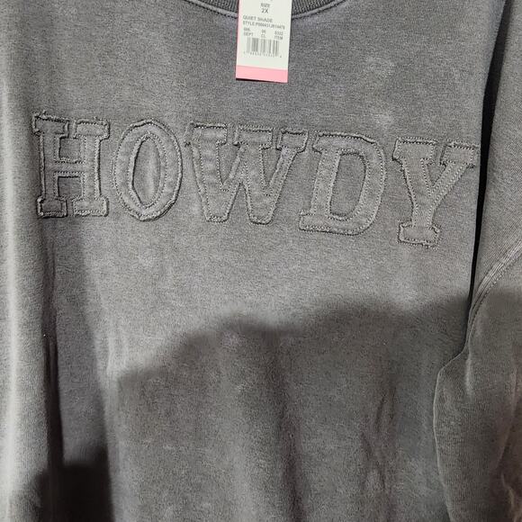 Howdy gray sweatshirt women's 2X by Zoe+Liv - Picture 5 of 7